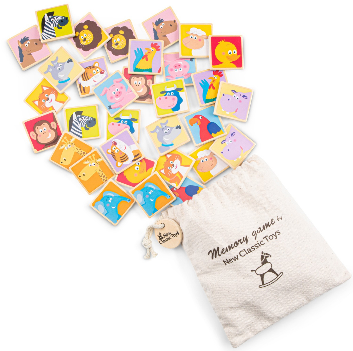 

Детская игра New Classic Toys Деревянная Развивающая память Животные (8718446108304)