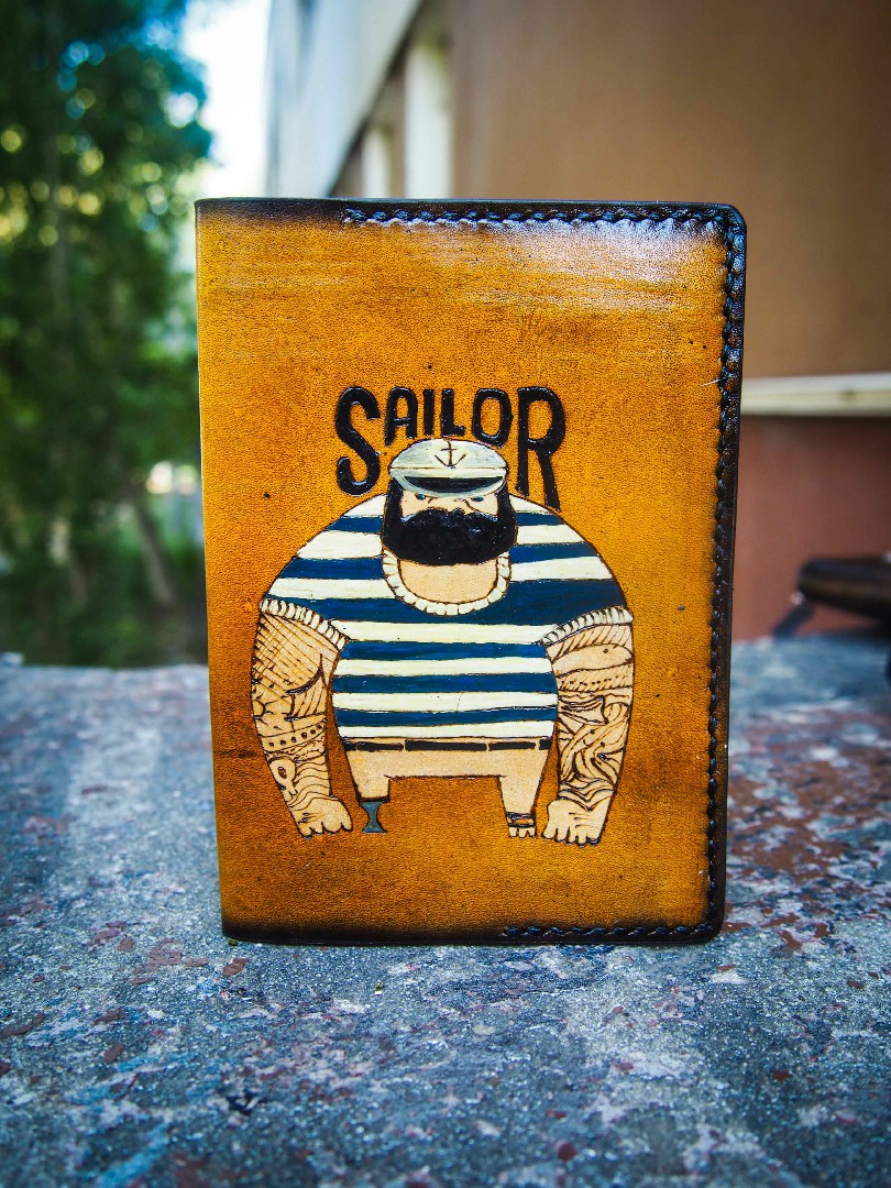 

Кожаная обложка для паспорта Smyrnov Leather матрос Светло-Коричневый (Cobl134)
