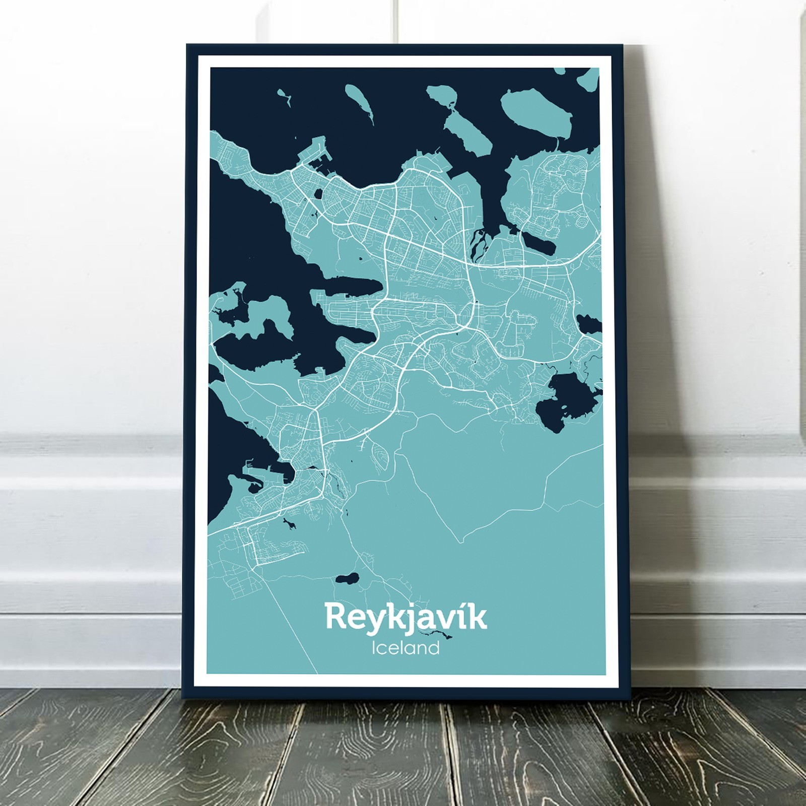 

Картина на холсте карта города - Рейкъявик 60x90см
