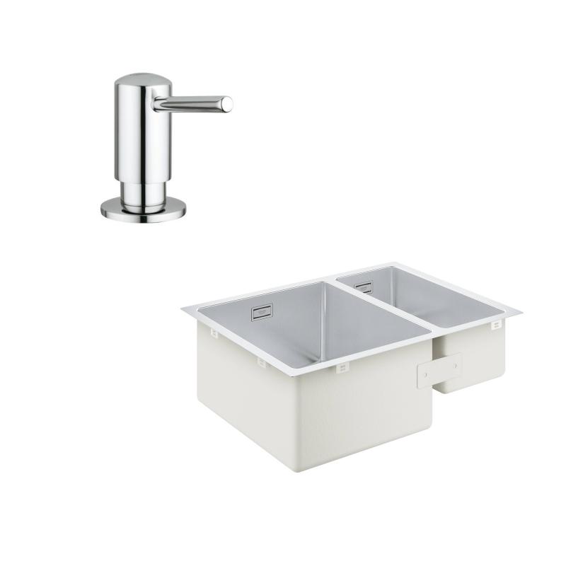 

Набор Grohe EX Sink 31577SD1 кухонная мойка левая K700U с доп. чашей (60 cm) + Grohe EX Contemporary 40536000 дозатор жидкого мыла