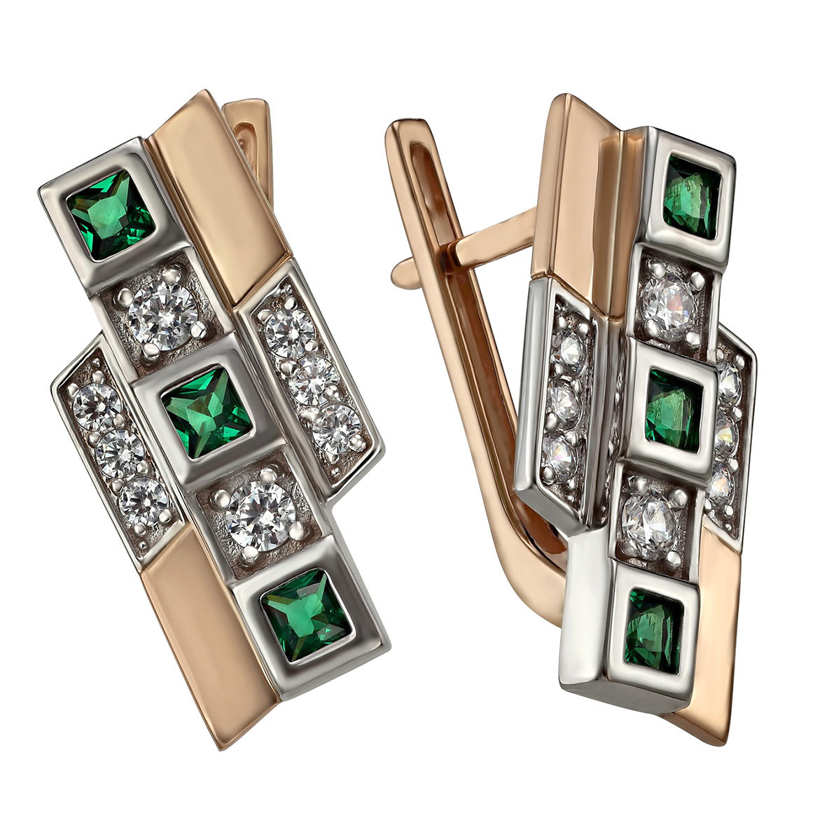 

Золотые серьги с изумрудами и фианитами Tango Jewellery Company 457360
