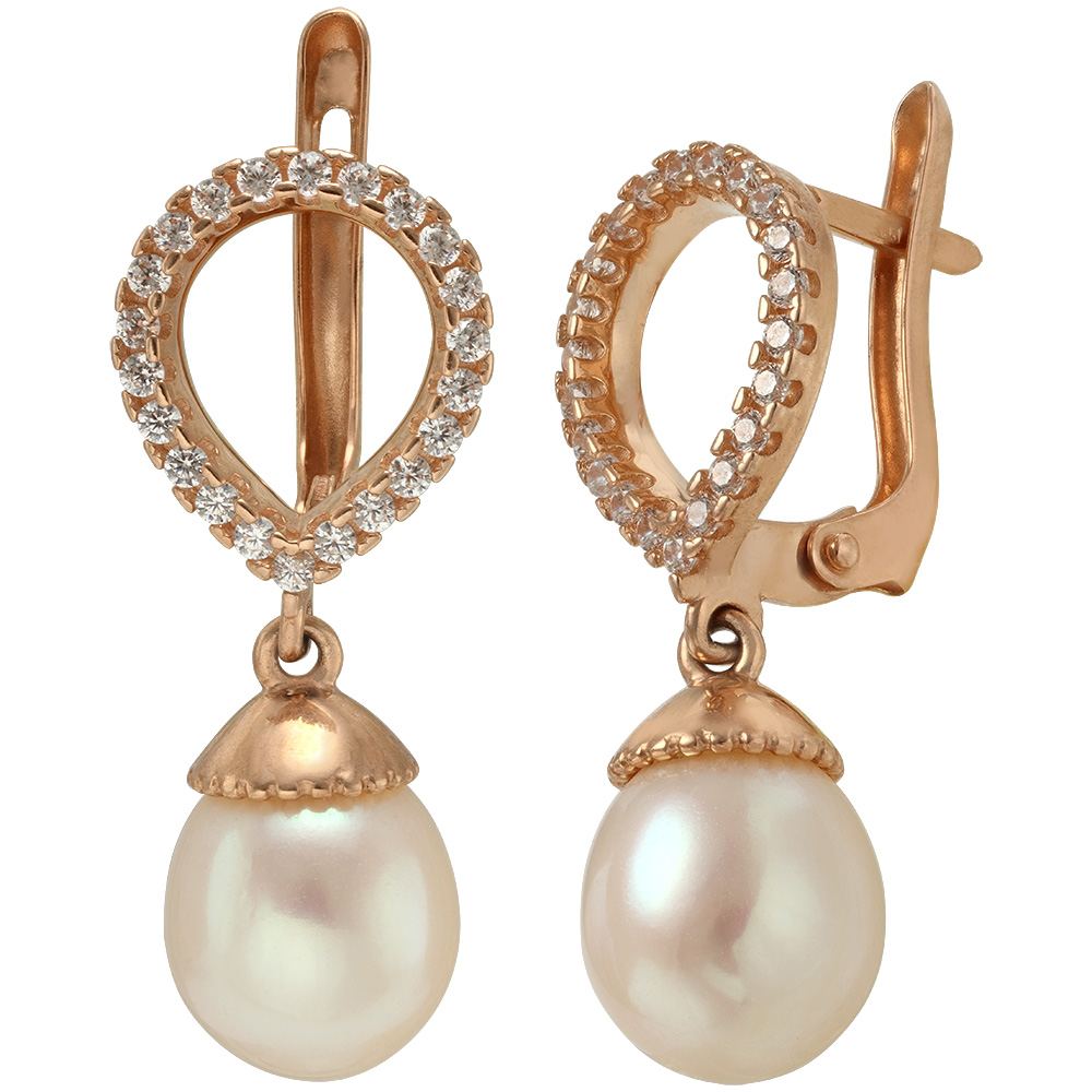 

Золотые серьги с жемчугом и фианитами Tango Jewellery Company 420273