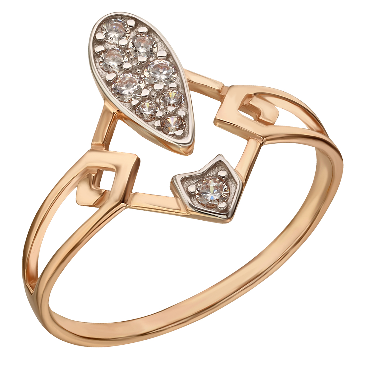 

Золотое кольцо со вставками фианитов (циркония) из коллекции "Элегантность" Tango Jewellery Company 380563 размер 16.5