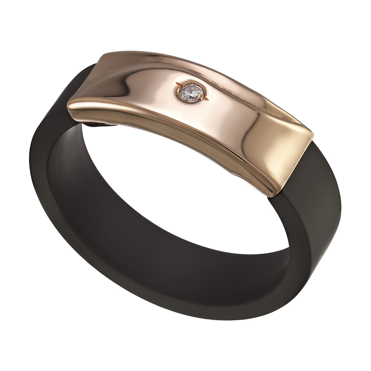 

Кольцо из золота с каучуком и фианитом Tango Jewellery Company 900621 размер 16