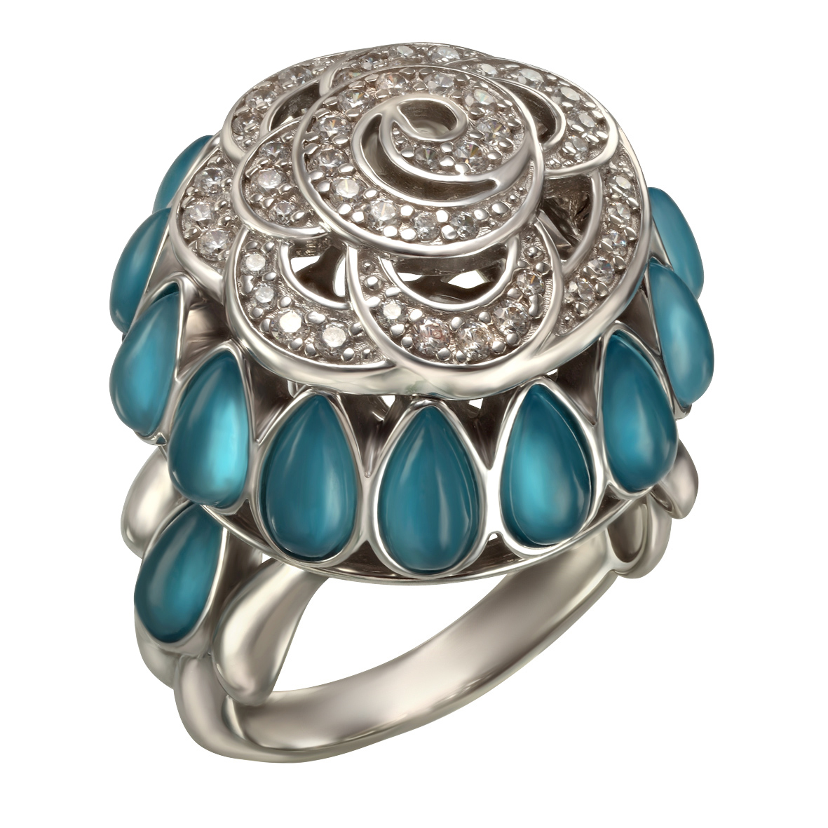 

Серебряное кольцо с фианитами и улекситами Tango Jewellery Company 350026С размер 19