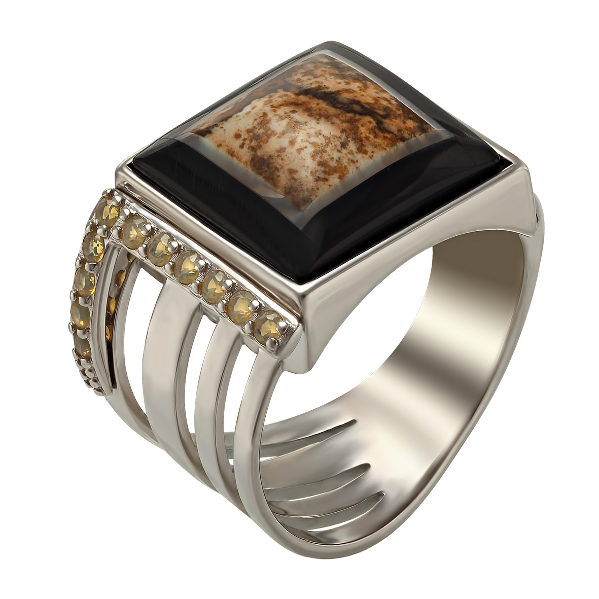 

Серебряное кольцо с агатом и фианитами Tango Jewellery Company 379728С размер 21
