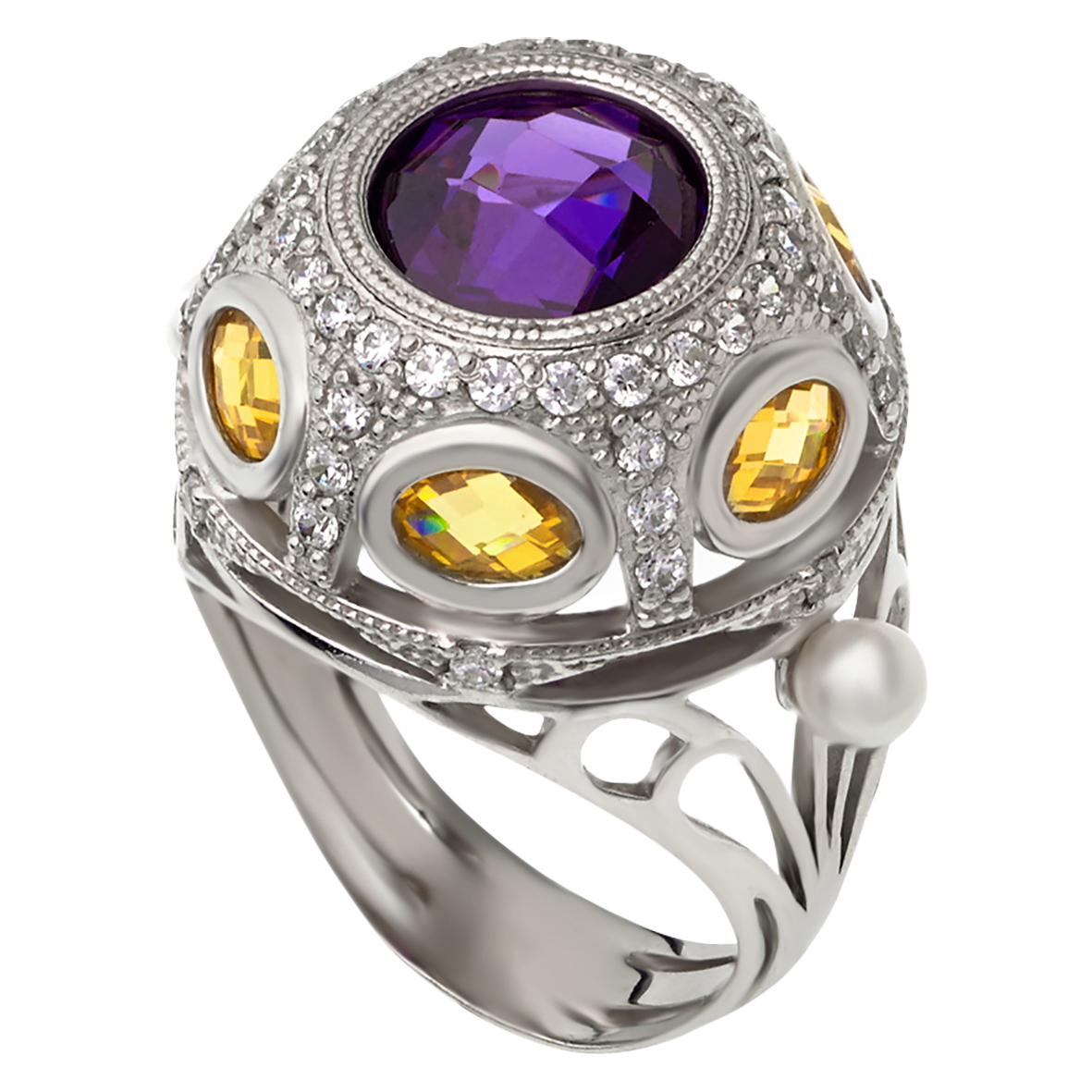 

Серебряное кольцо с жемчугом и фианитами Tango Jewellery Company 330699С размер 21