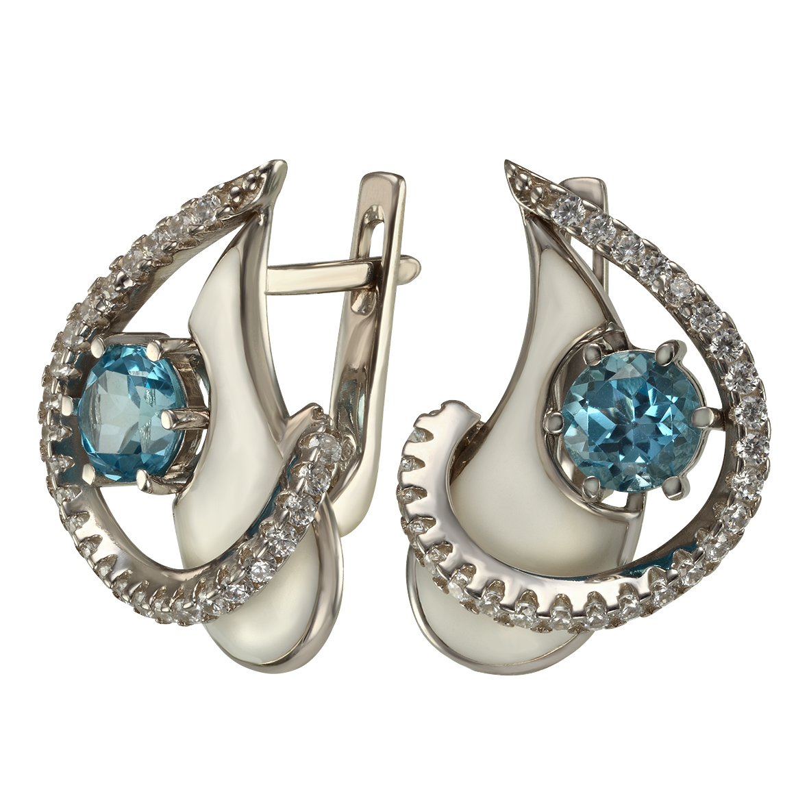 

Серебряные серьги с топазами, фианитами и эмалью Tango Jewellery Company 451320А