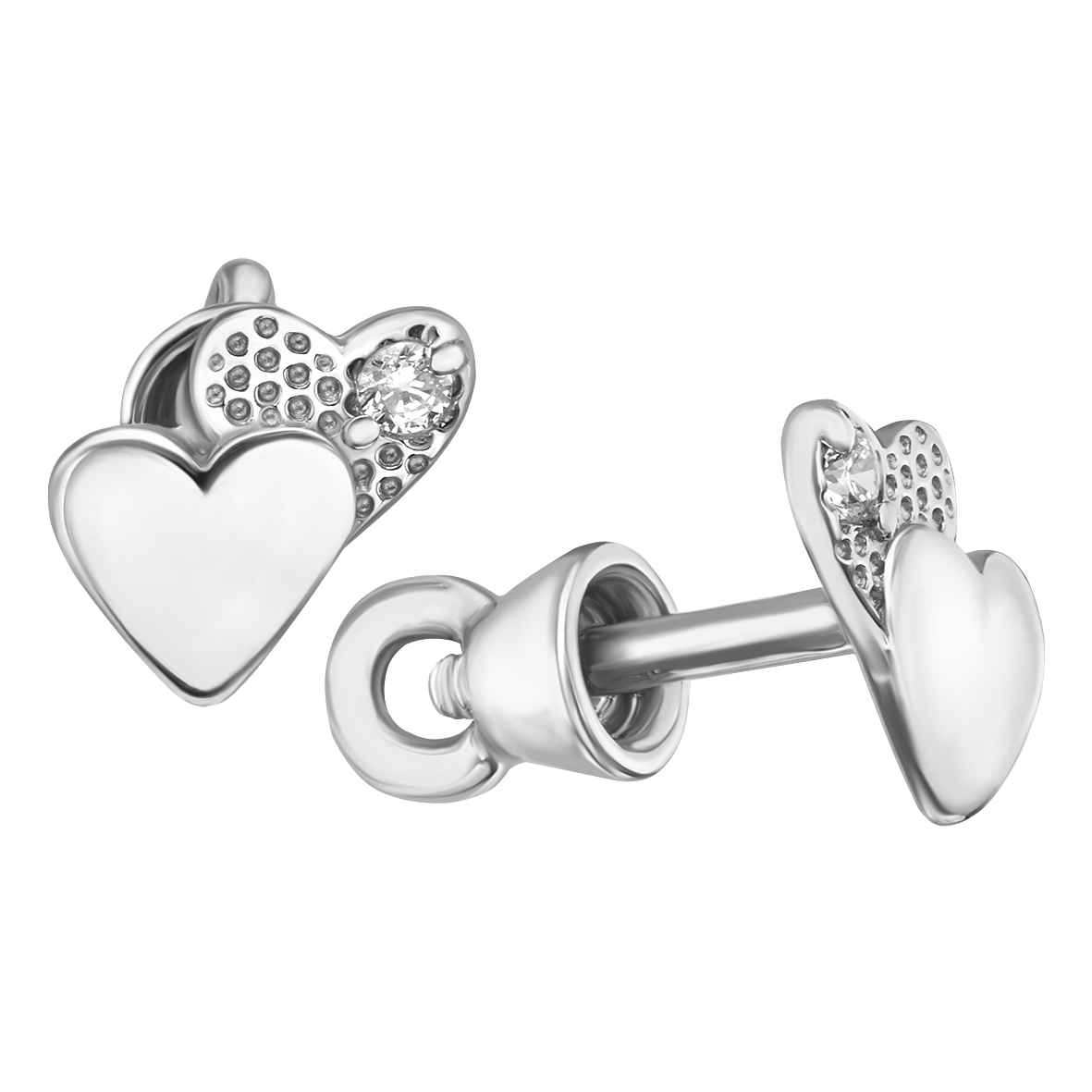 

Пуссеты из родированного серебра с вставками фианитов Tango Jewellery Company 520015С