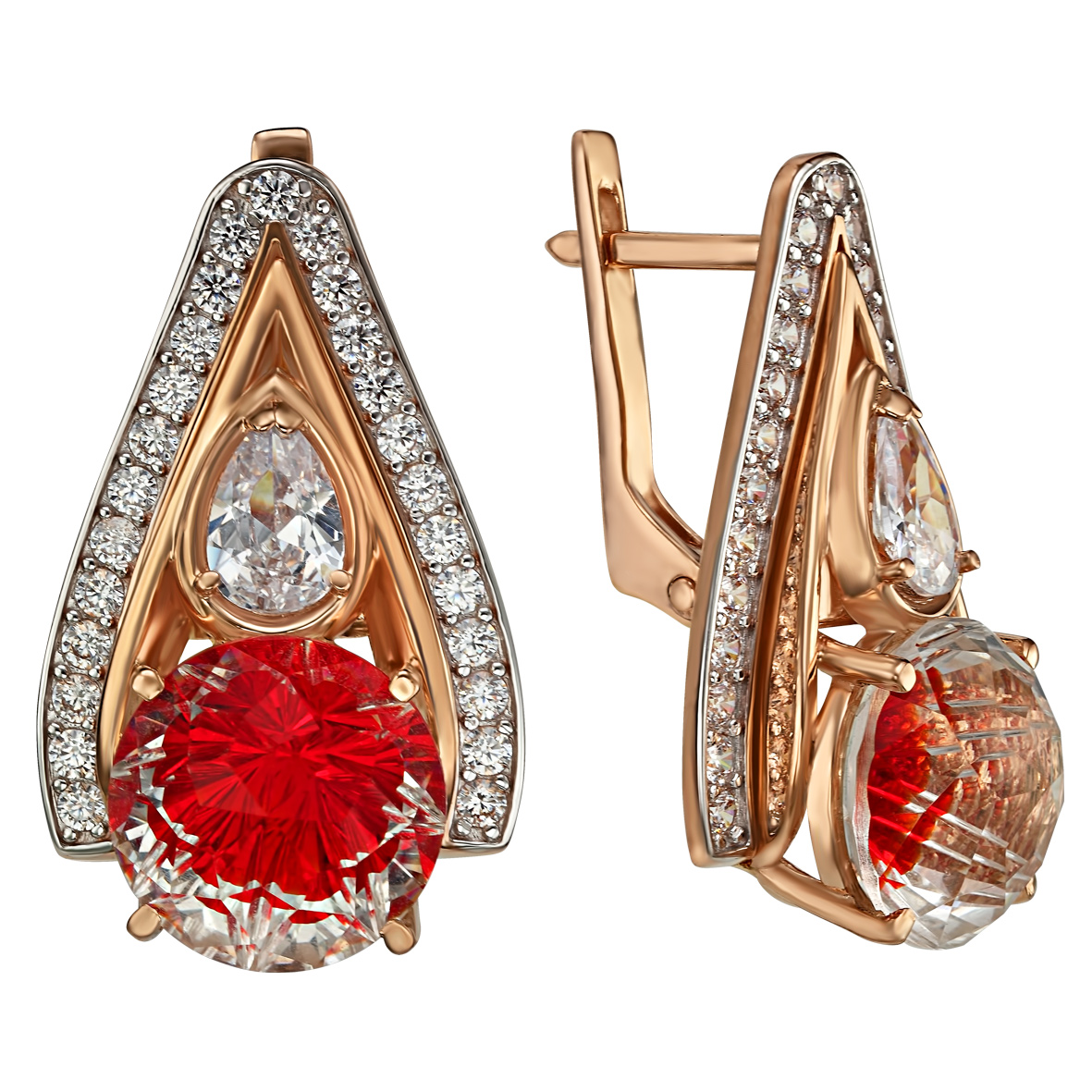 

Золотые серьги с горным хрусталем и фианитами Tango Jewellery Company 4528368