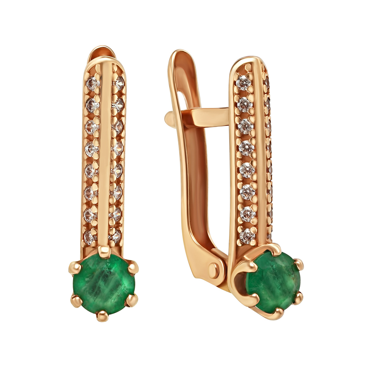 

Золотые серьги с изумрудом и фианитами Tango Jewellery Company 447656