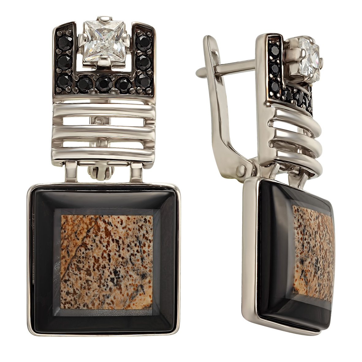

Серебряные серьги с агатом и фианитами Tango Jewellery Company 459343С