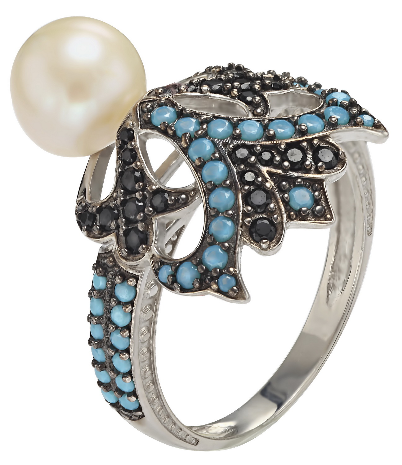 

Серебряное кольцо с жемчугом, фианитами и нанокристаллами Tango Jewellery Company 380188С размер 18