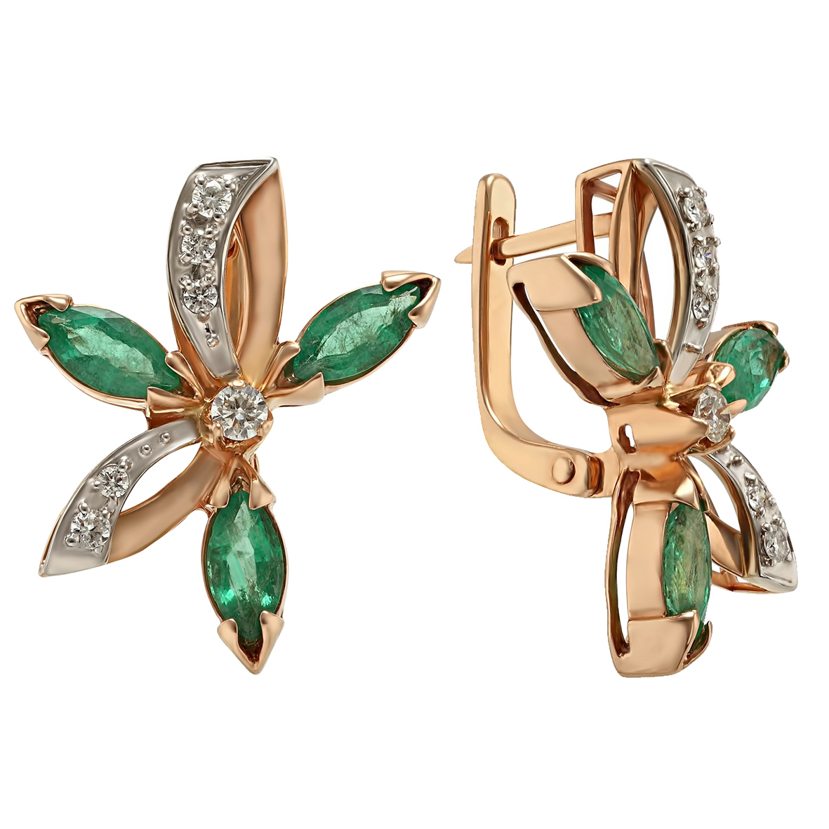 

Золотые серьги с бриллиантами и изумрудами Tango Jewellery Company 772022