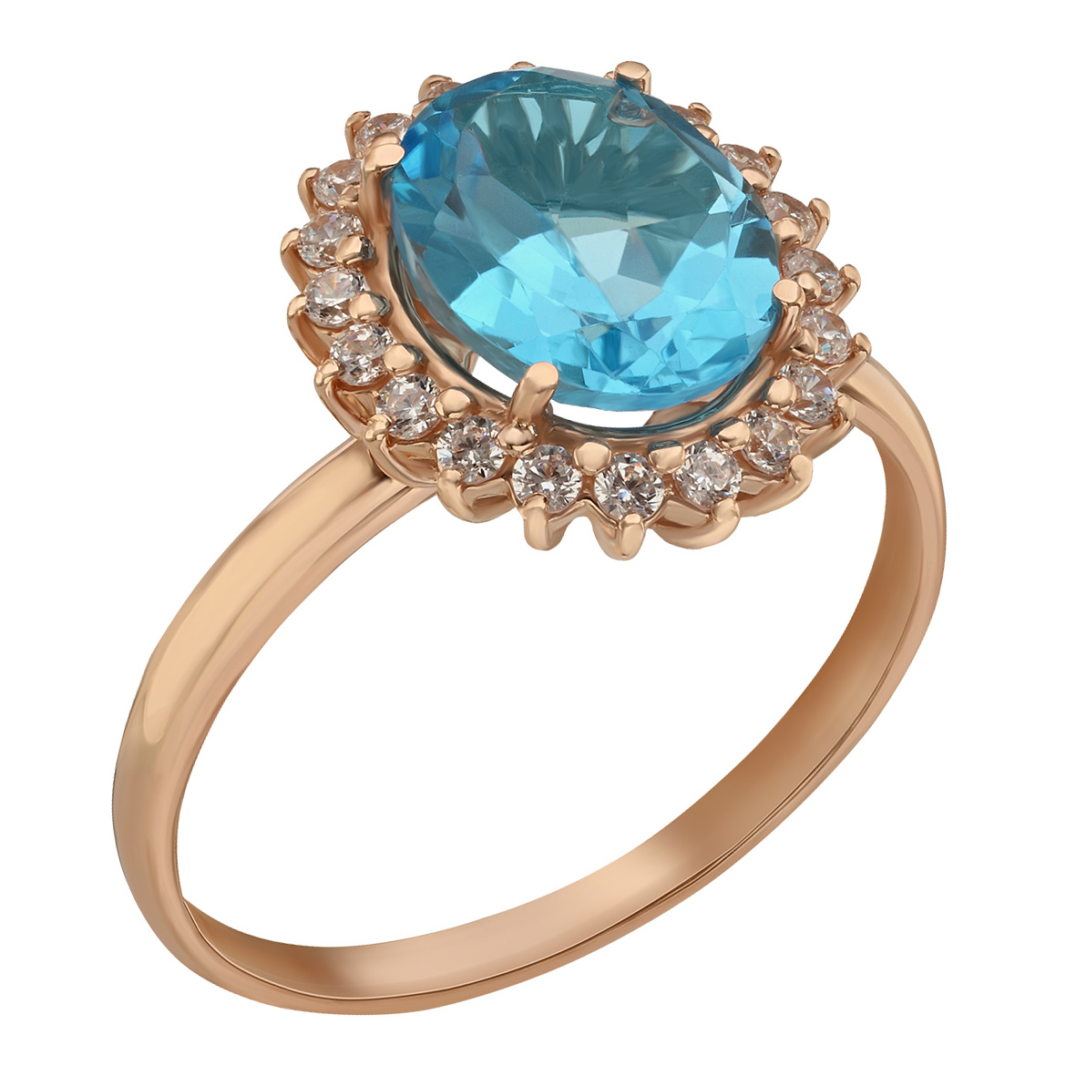 

Золотое кольцо с голубым топазом и фианитами Tango Jewellery Company 361669 размер 18