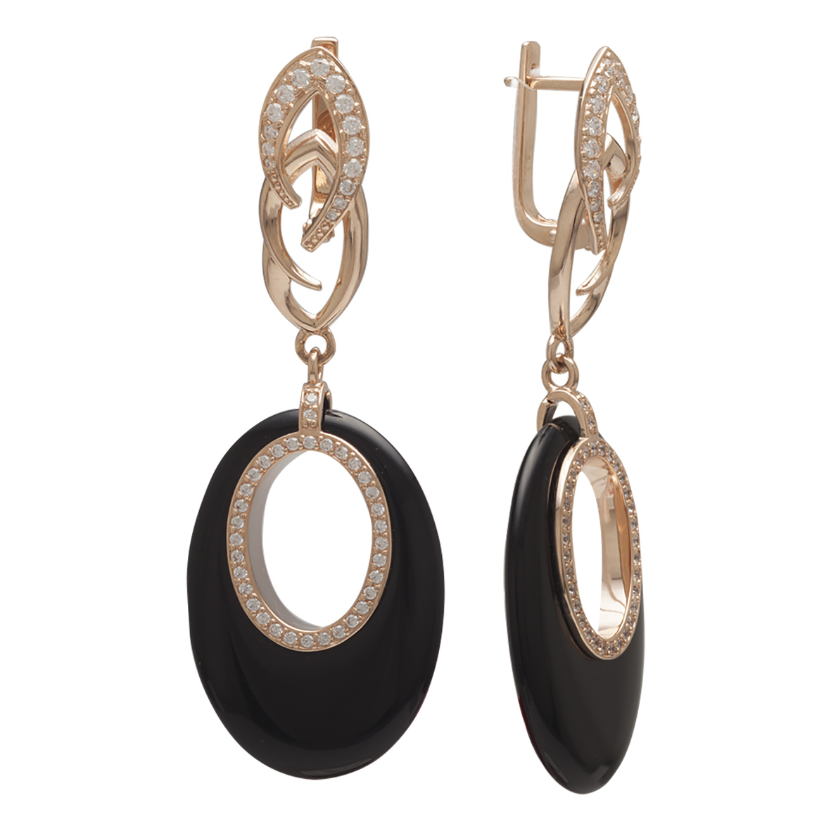 

Золотые серьги с агатом и фианитами Tango Jewellery Company 459285