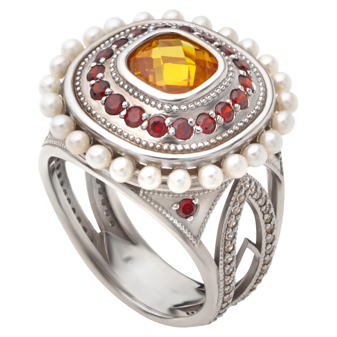 

Серебряное кольцо с жемчугом и фианитами Tango Jewellery Company 330696С размер 18