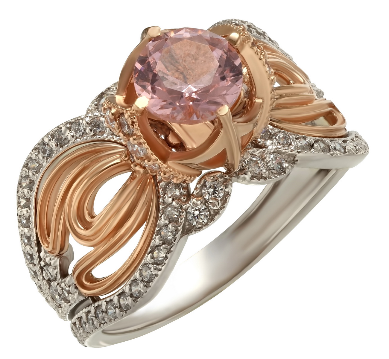 

Кольцо в белом золоте с нанокристаллом и фианитами Tango Jewellery Company 330664В размер 17