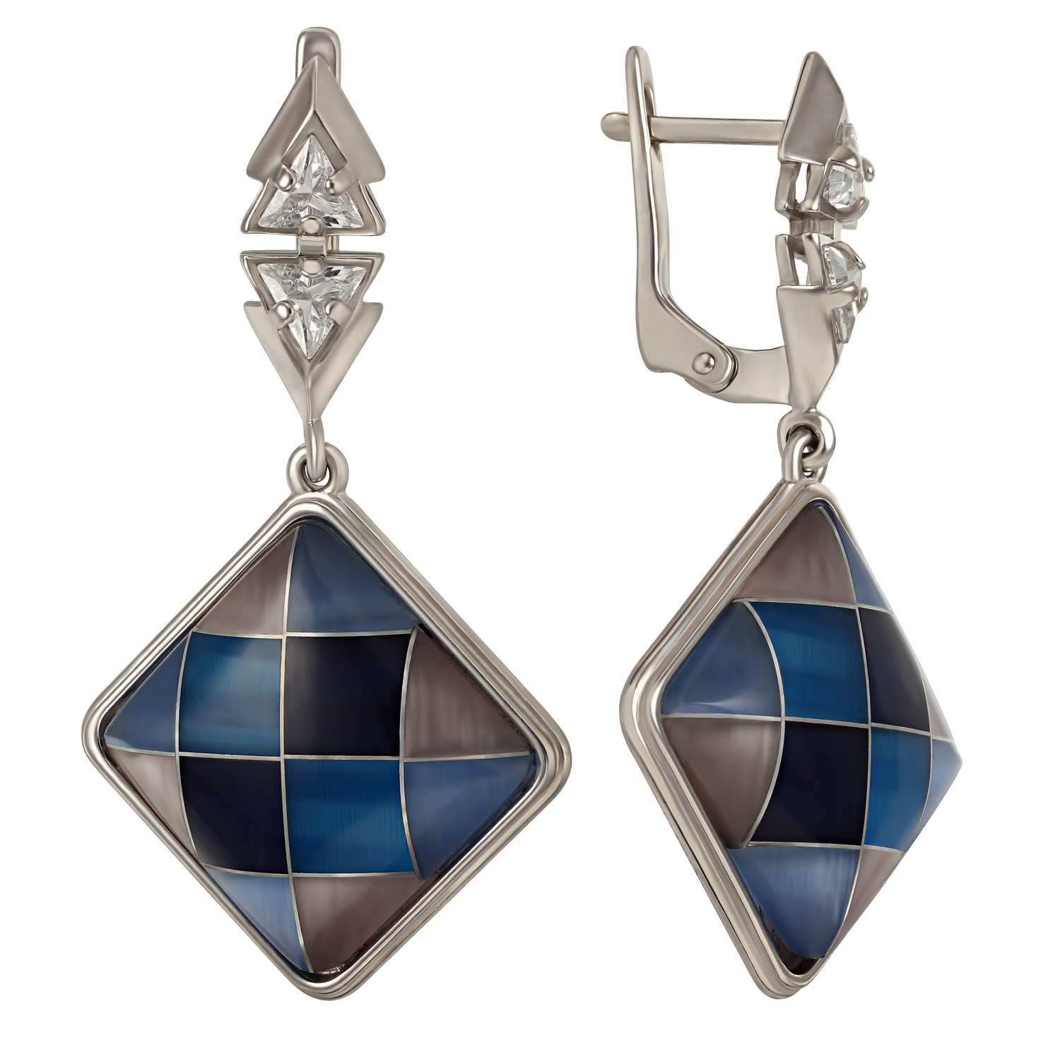 

Серебряные серьги-подвески с агатом и фианитами Tango Jewellery Company 459337С