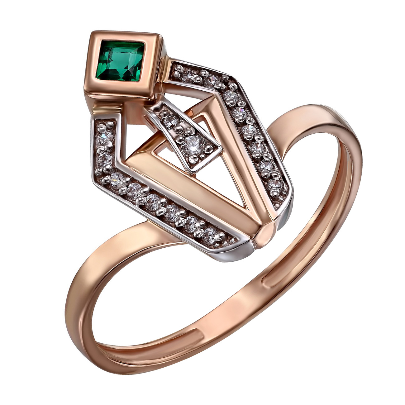 

Золотое кольцо с изумрудом и фианитами Tango Jewellery Company 377762 размер 18