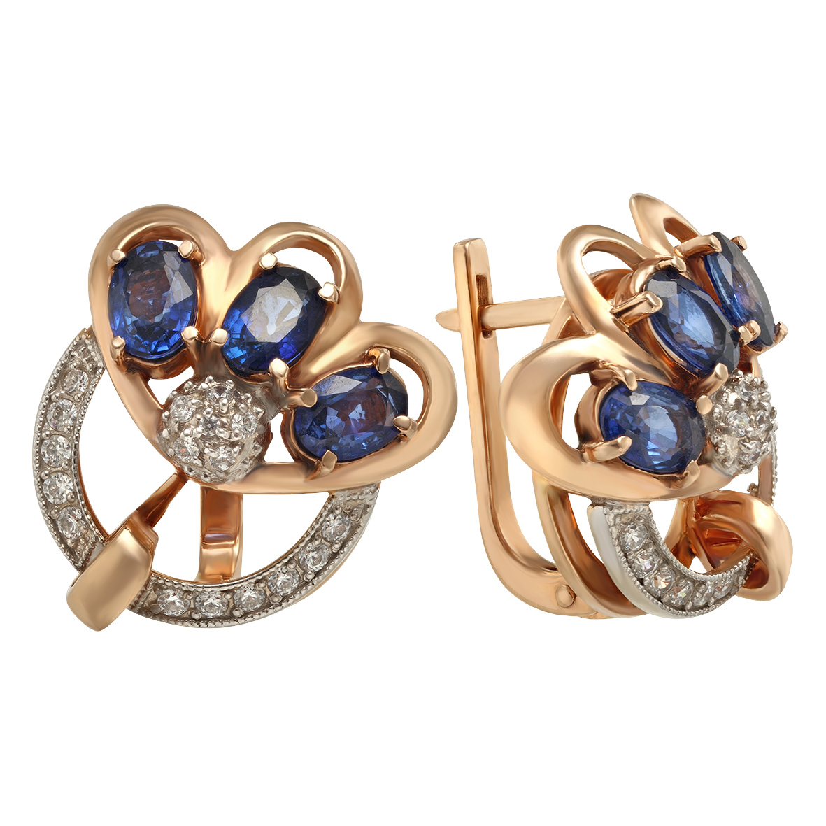 

Золотые серьги с сапфирами и фианитами Tango Jewellery Company 452219