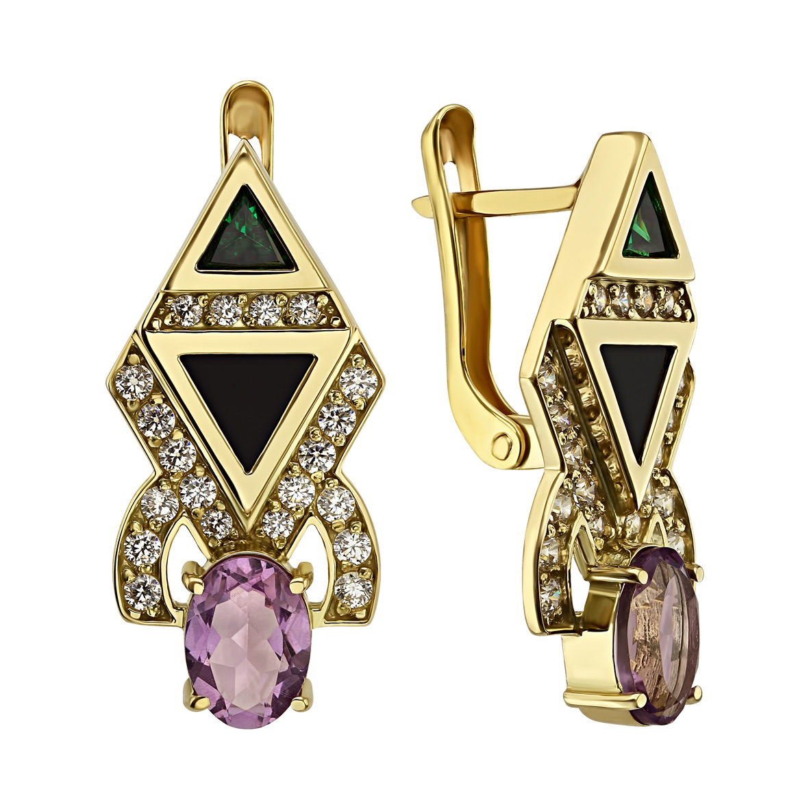 

Золотые серьги с аметистом, агатом и фианитами Tango Jewellery Company 440724М