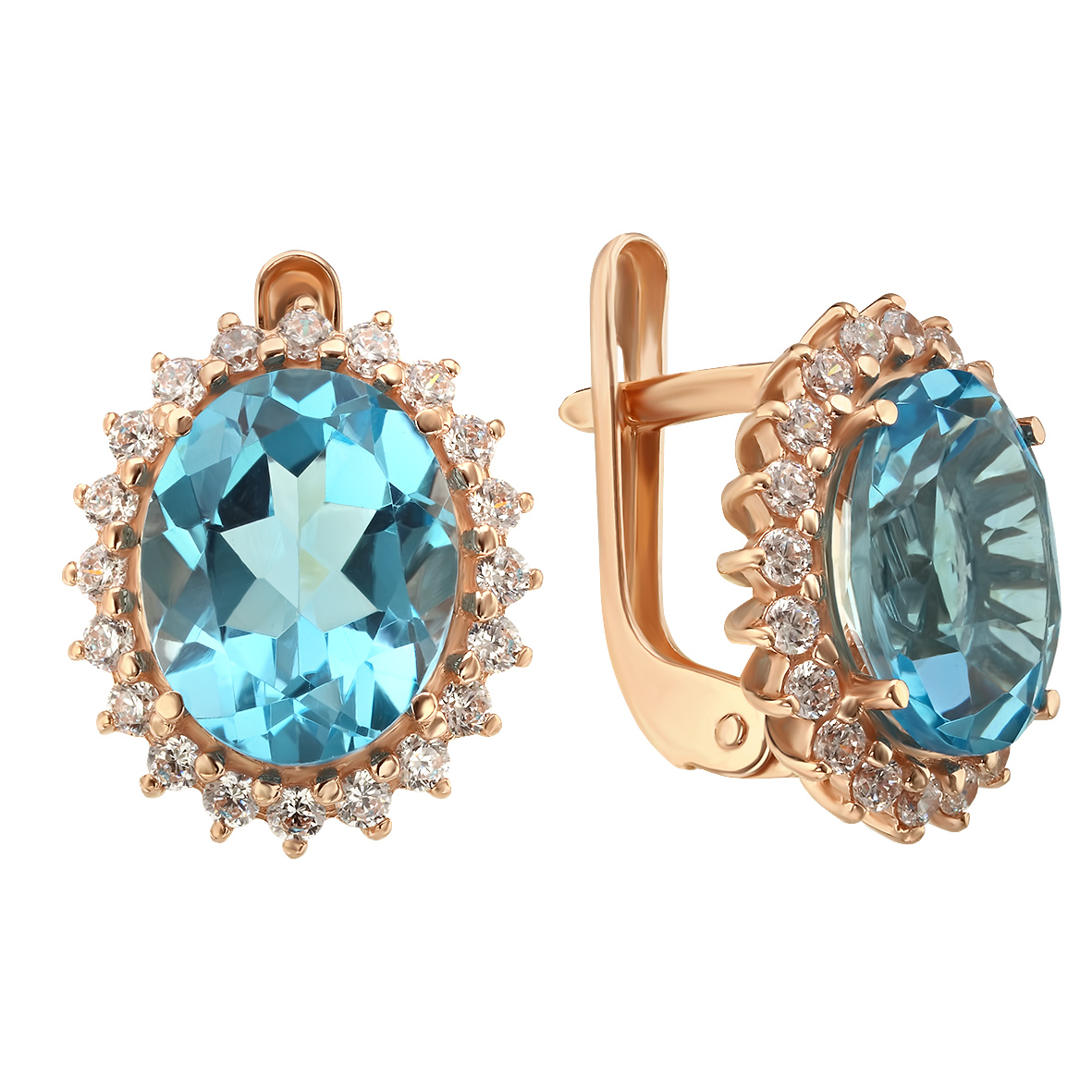 

Золотые серьги с голубым топазом и фианитами Tango Jewellery Company 441765