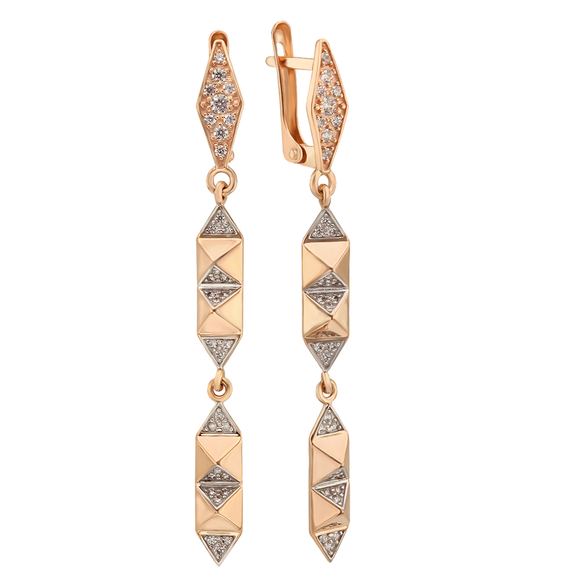 

Золотые серьги-подвески с фианитами Tango Jewellery Company 420426