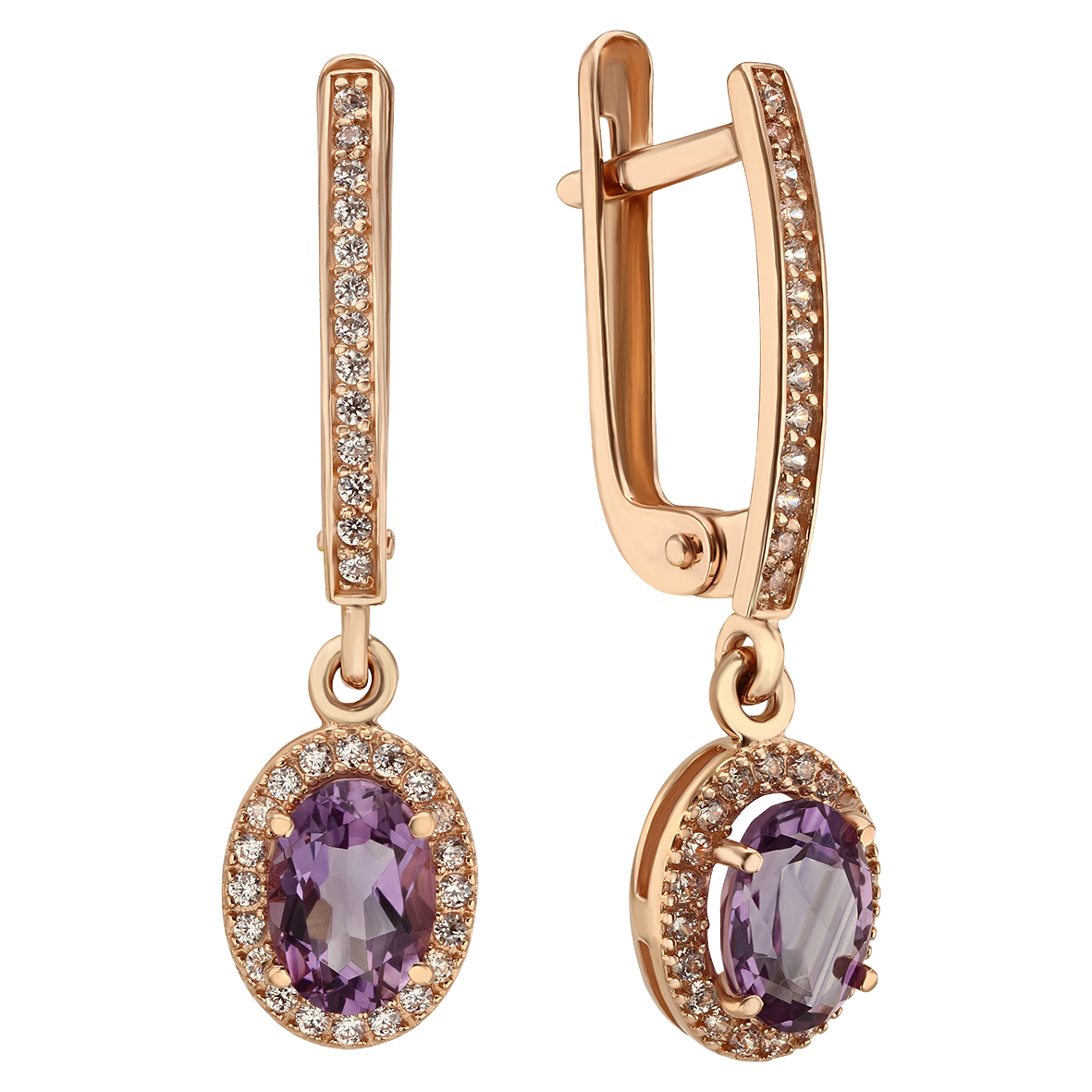 

Золотые серьги с аметистом и фианитами Tango Jewellery Company 443762