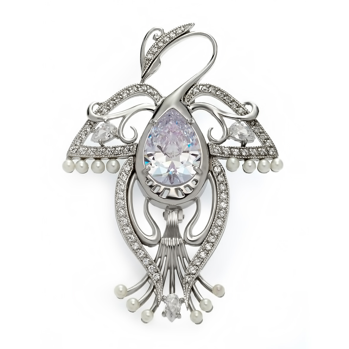 

Серебряная брошь с жемчугом и фианитами Tango Jewellery Company 670030С
