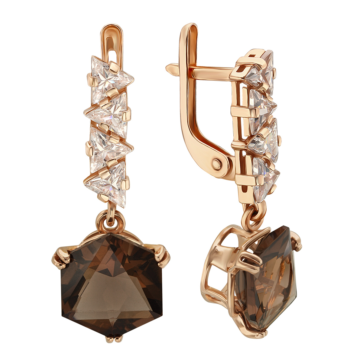 

Золотые серьги с кварцем и фианитами Tango Jewellery Company 448782