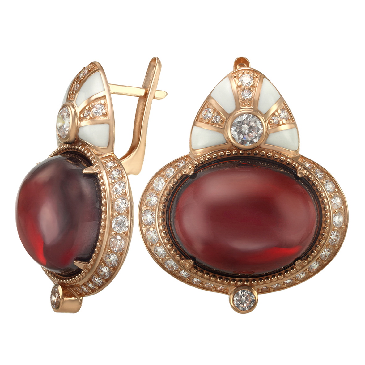 

Золотые серьги с гранатом, фианитами и эмалью Tango Jewellery Company 444669Е