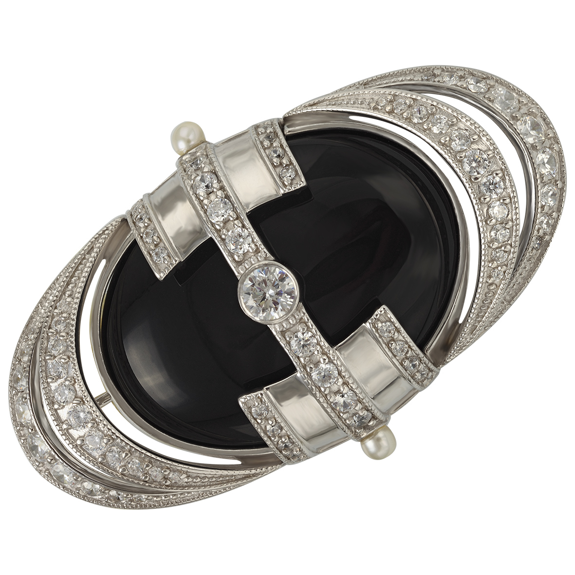 

Серебряная брошь с агатом, жемчугом и фианитами Tango Jewellery Company 679036С
