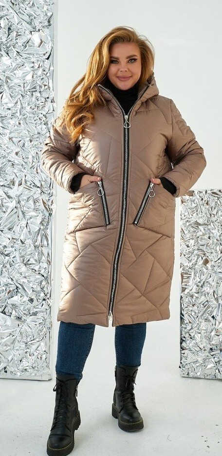 

Куртка зимняя Fashion FT-5172 Мокко женская р. 015284, Куртка зимняя Fashion FT-5172 Мокко женская р.52-54 015284