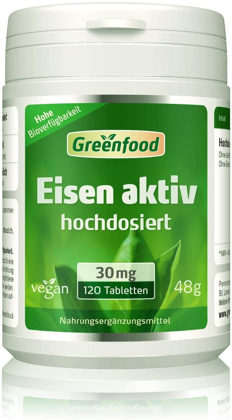 

Железо активное, Greenfood 30 мг 120 таблеток веган