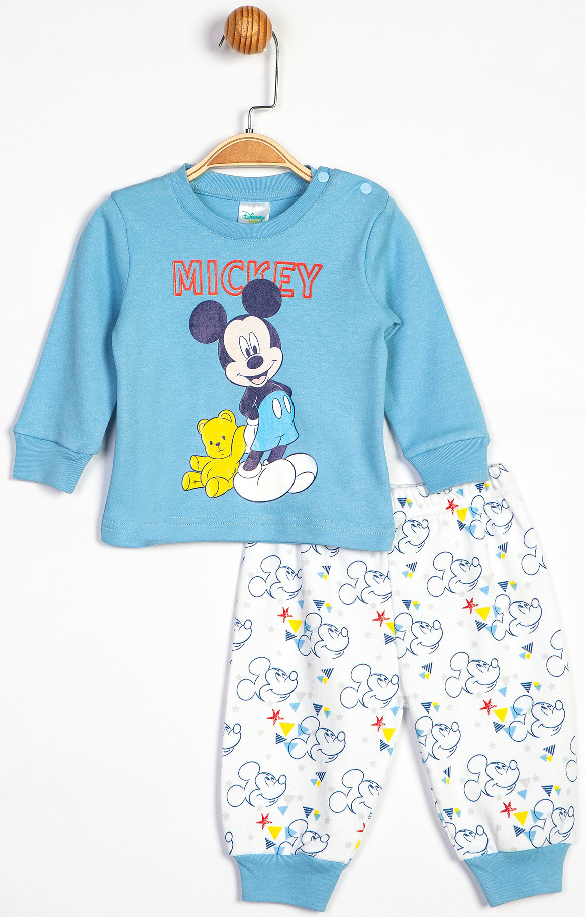 Акція на Пижама (футболка с длинными рукавами + штаны) Disney Mickey Mouse MC13903 74-80 см Белая с голубым (8691109710611) від Rozetka UA