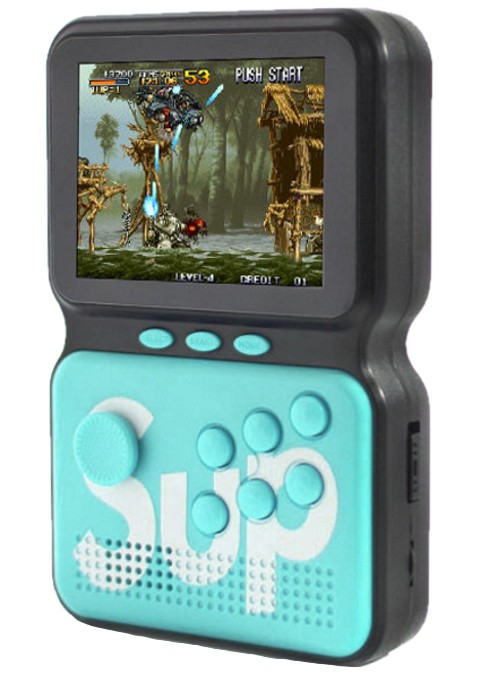 

Портативная игровая ретро консоль Game Box Power Sup M3 900 в 1 Бирюзовая, игровая приставка на 900 игр 16 bit