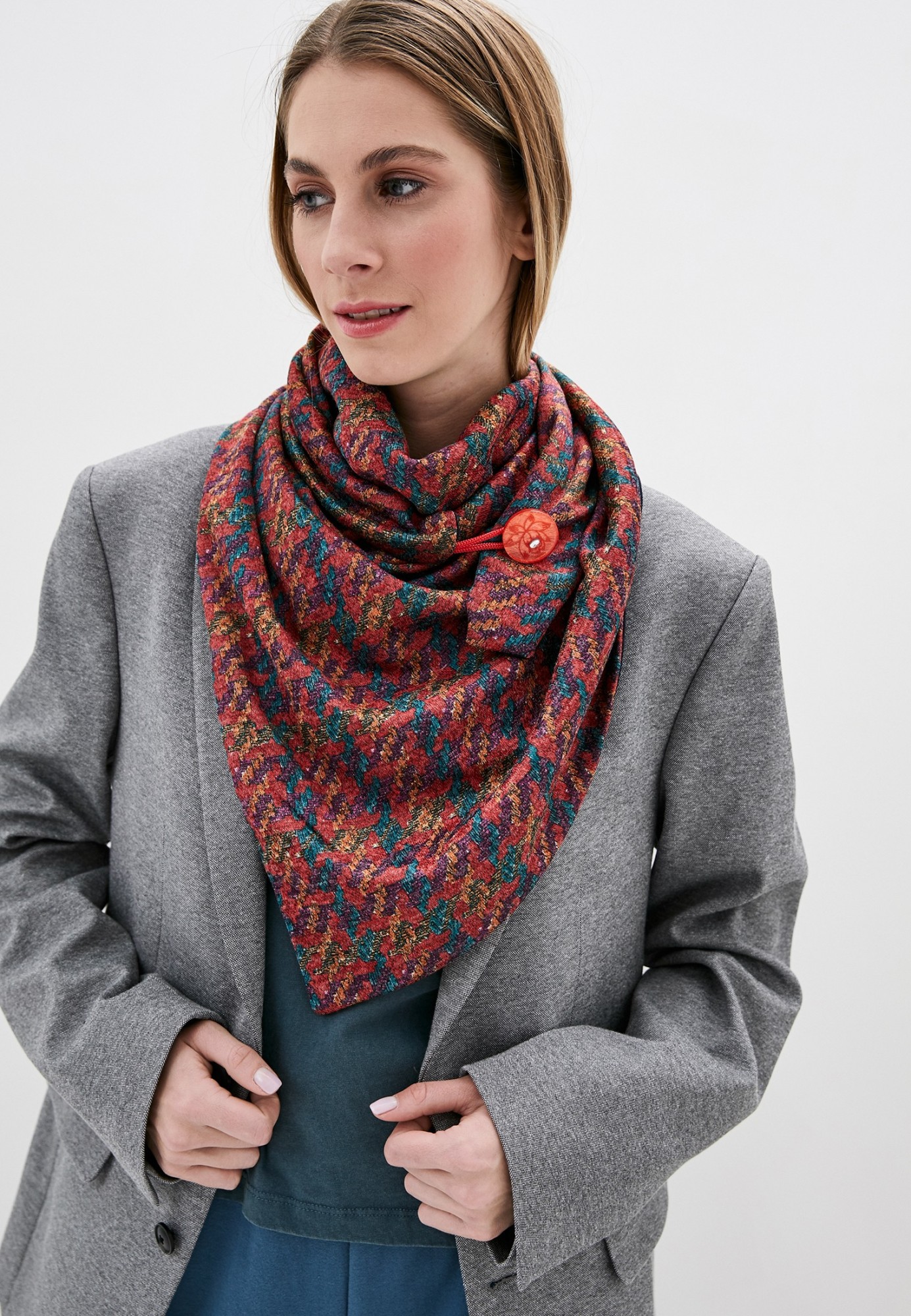 

Шарф "Эдинбург" большой трендовый от MyScarf теплый красно-черный женский на пуговице