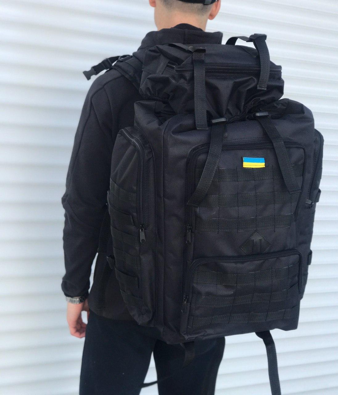 

Тактический военный походный рюкзак Oxford 600D 65л Black Украина (1252)