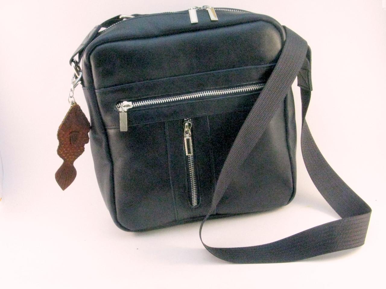 

Сумка мужская кожаная 26х24х8 см синяя103