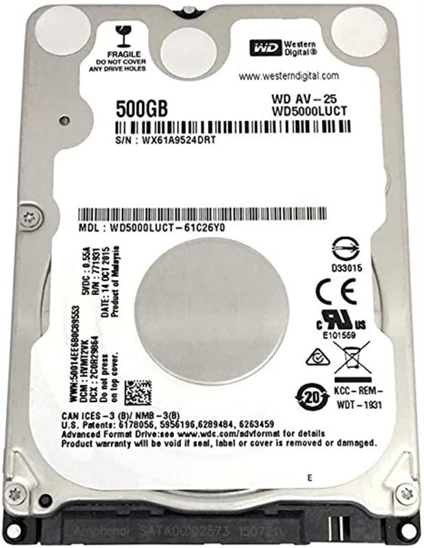 

HDD 2.5" SATA 500GB WD AV-25 5400rpm 16MB (WD5000LUCT)