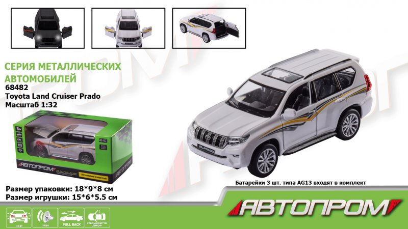 

Машина металева "АВТОПРОМ" Land Cruiser Prado на батарейках з світловими та звуковими ефектами 68482 (2000904468294)