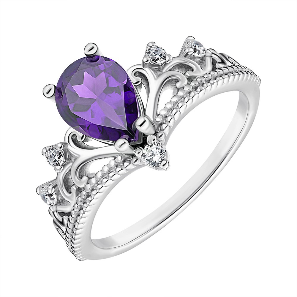 

Серебряное кольцо с аметистом и фианитами 000149095 17 размера