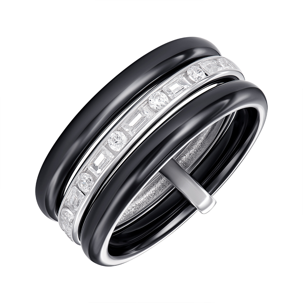 

Серебряное кольцо с керамикой и фианитами 000147846 17.5 размера