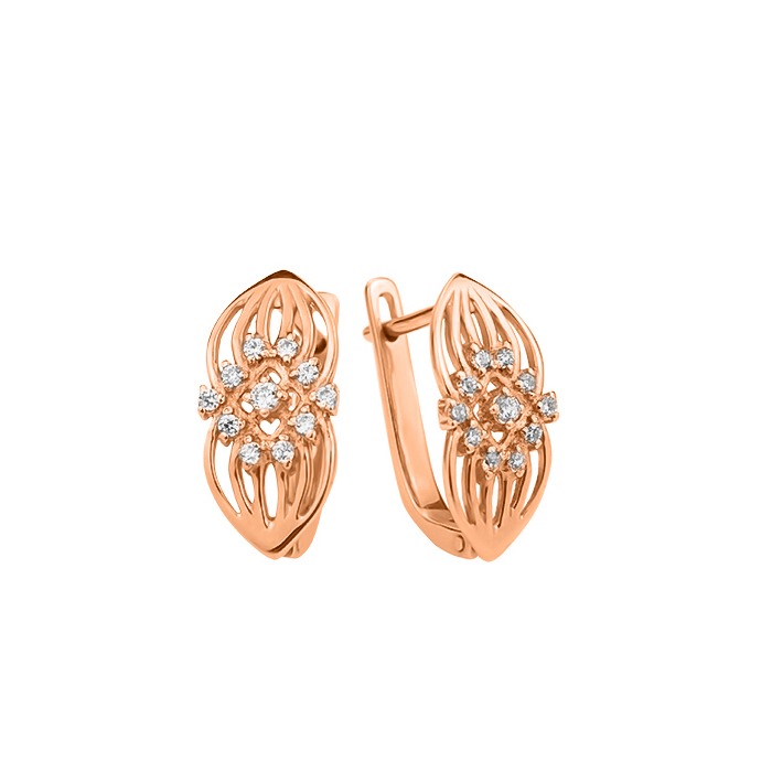 

Серьги из красного золота с фианитами 000106266