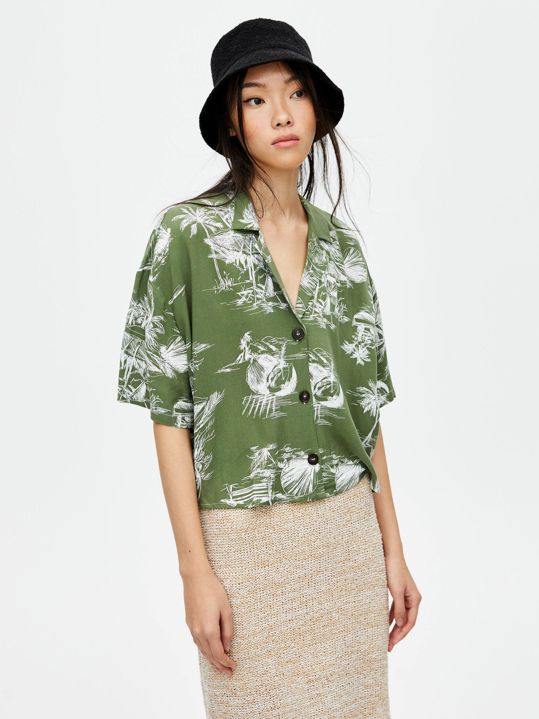 

Рубашка Pull & Bear 5470/346/505 L Оливковая