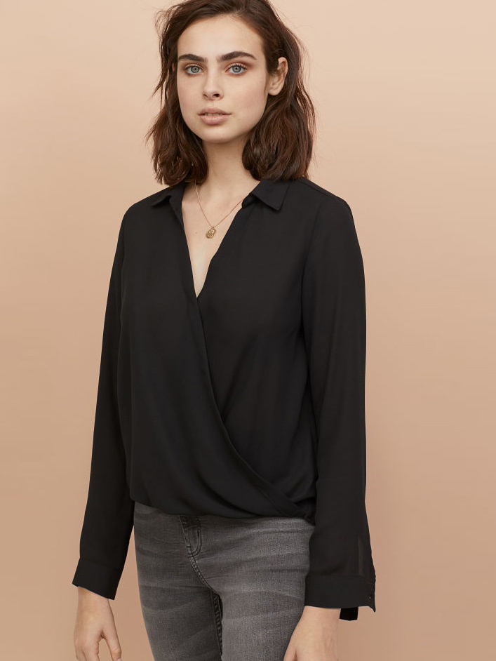

Блузка H&M 0740491-9 50 Черная (СА2000001875162)