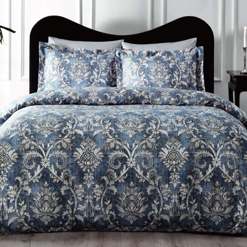 

Постельное белье Tivolyo Home Делюкс сатин Silver, евро, Цвет голубой, серый