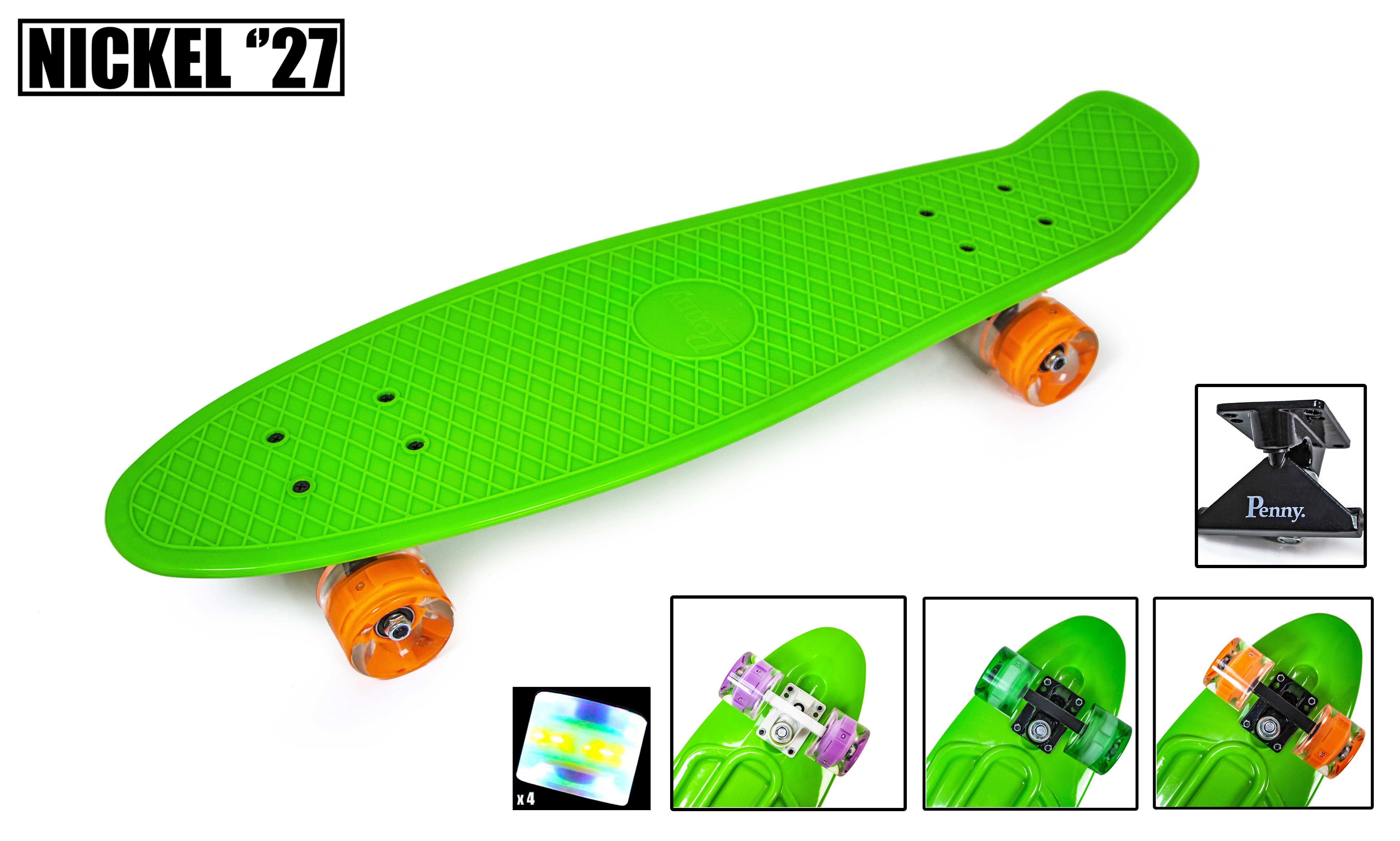 

Пенни борд Nickel 27" Green Светящиеся колеса