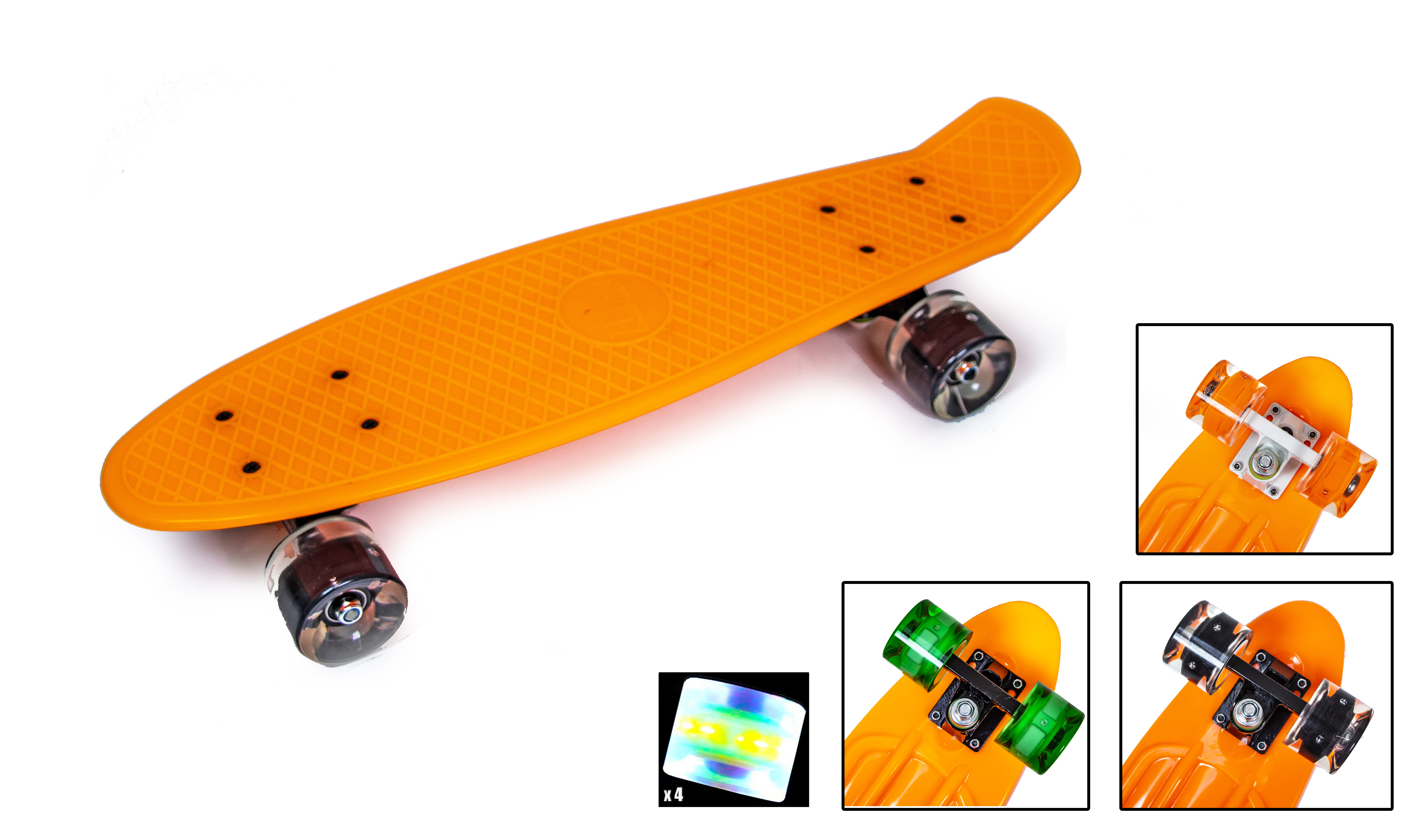 

Пенни борд PU-колеса ABEC-7 Orange Светящиеся колеса